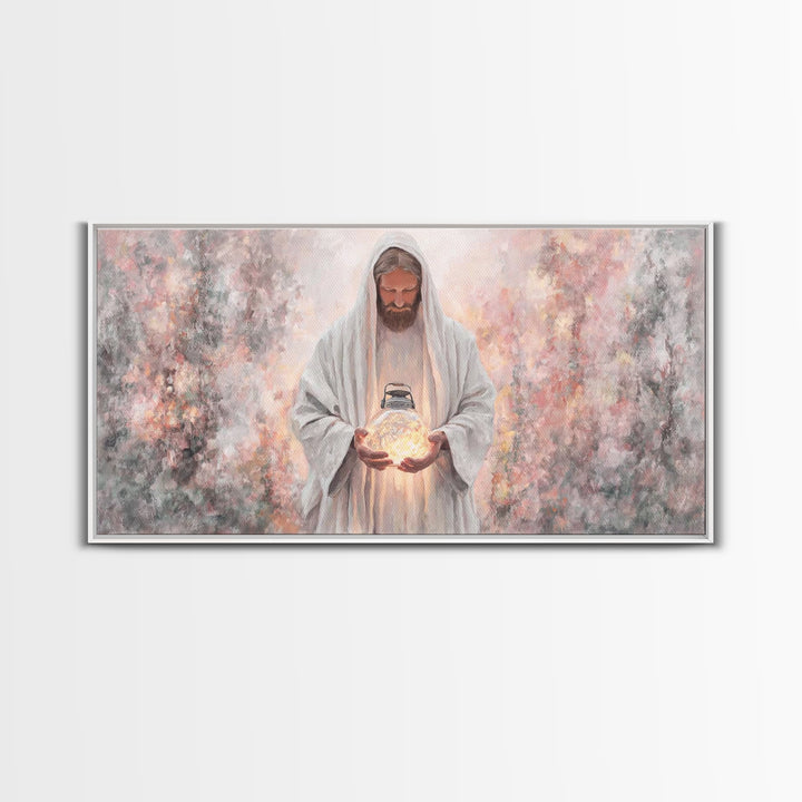 Light Of Eternity, Framed Canvas Print, Christian Wall Art, Jesus Painting, Christian Art Canvas, Christian Decor, Modern Christian Art