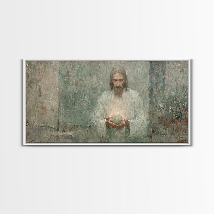 Heavenly Glow, Framed Canvas Print, Christian Art Canvas, Christian Wall Art, Jesus Painting, Christian Decor, Modern Christian Art