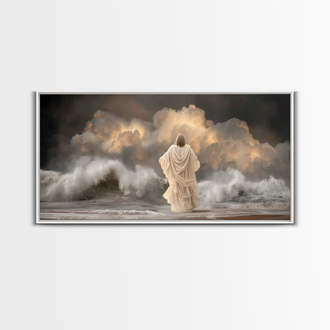 Dawn Of Mercy – Framed Canvas Print – Jesus Art Print – Christian Wall Art – Modern Christian Art – Christmas Art – Christian Gift Ideas