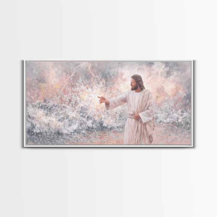 Beacon Of Authority | Framed Canvas Print | Christian Art Print | Jesus Painting | Christian Wall Art | Modern Christian Painting | Christi