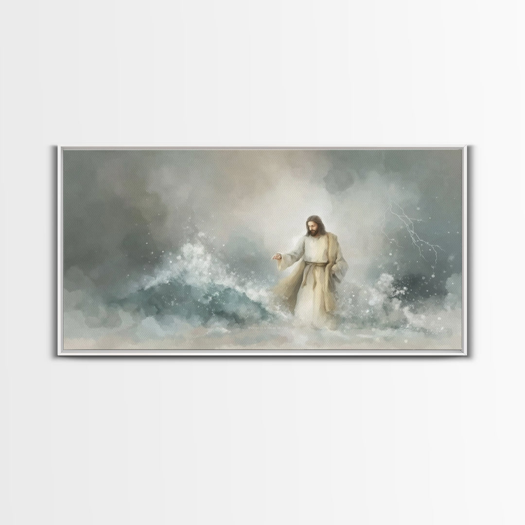 Majesty In Clouds – Framed Canvas Print – Christian Art Print – Jesus Painting – Christian Decor – Christian Art Canvas – Moody Christmas A