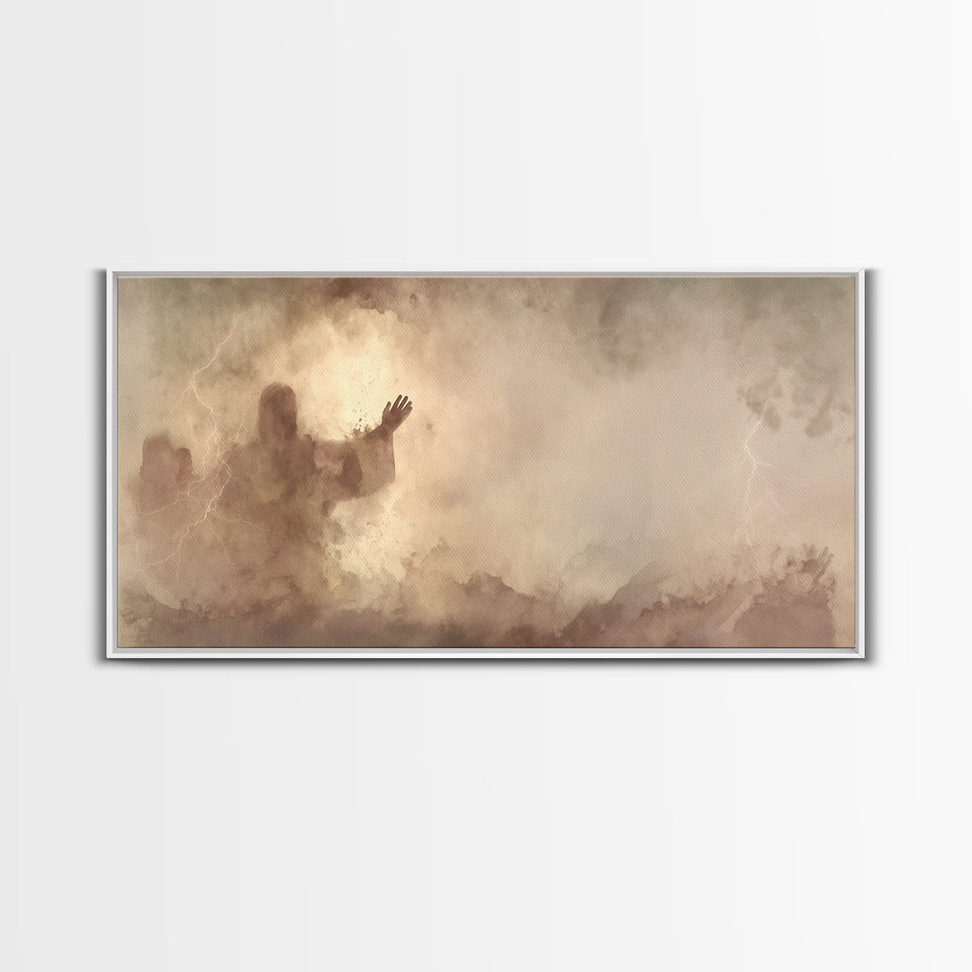 Calm Over Chaos – Framed Canvas Print – Christian Wall Art – Jesus Canvas Art – Modern Christian Art – Christian Art Prints – Christian Gif