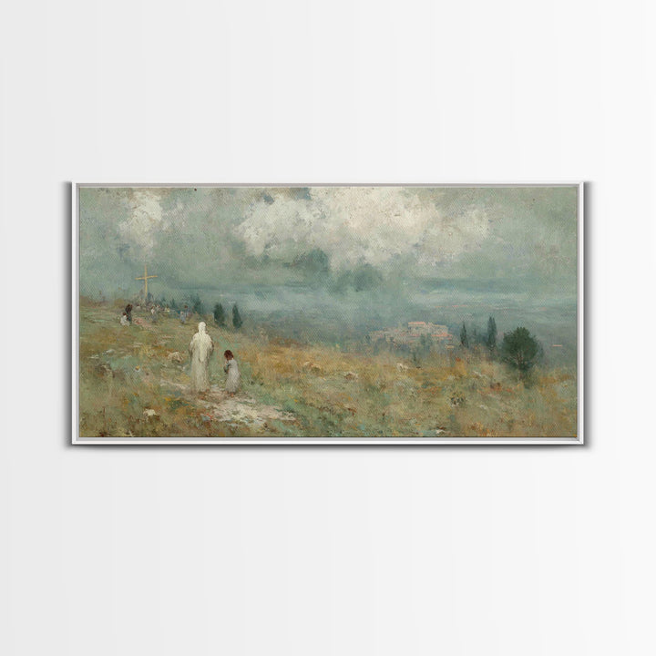 Fields Of Hope – Framed Canvas Print – Christian Christmas Art – Jesus Art Print – Christian Wall Art – Vintage Christian Art