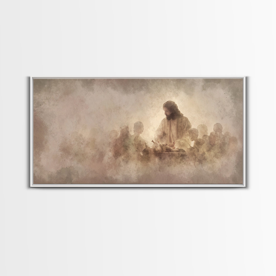 Mystic Supper – Framed Canvas Print – Christian Art Canvas – Jesus Christmas Art – Christian Art Gift – Large Jesus Painting