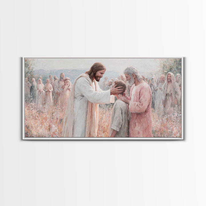 Graceful Blessing – Framed Canvas Print – Christian Wall Art – Jesus Painting – Christian Art Canvas – Christmas Art