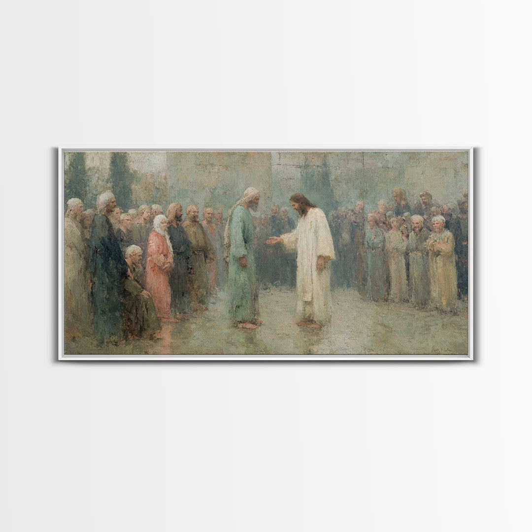 Divine Invitation – Framed Canvas Print – Christian Art Canvas – Jesus Painting – Christian Wall Art – Christian Christmas