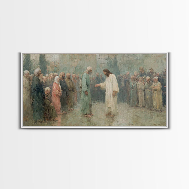 Divine Invitation – Framed Canvas Print – Christian Art Canvas – Jesus Painting – Christian Wall Art – Christian Christmas