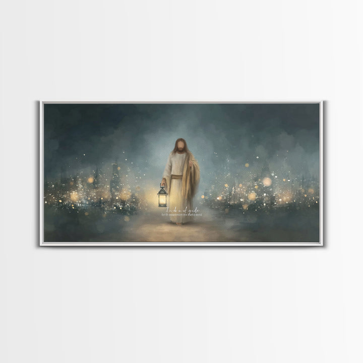 Light of Hope – Framed Canvas Print – Christian Wall Art – Christian Art Canvas – Jesus Painting – Christmas Art