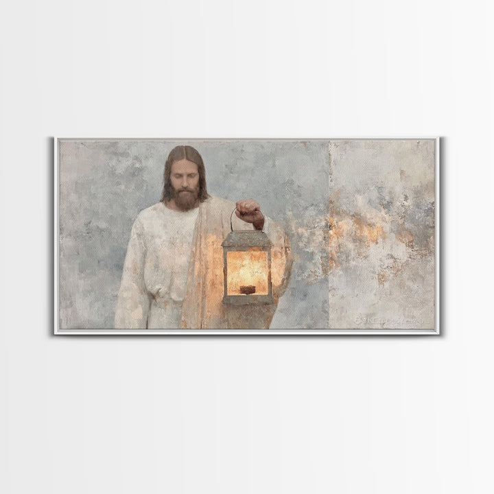 Silent Guiding Flame | Framed Canvas Print | Christian Art Canvas | Christian Wall Art | Jesus Painting | Christian Christmas