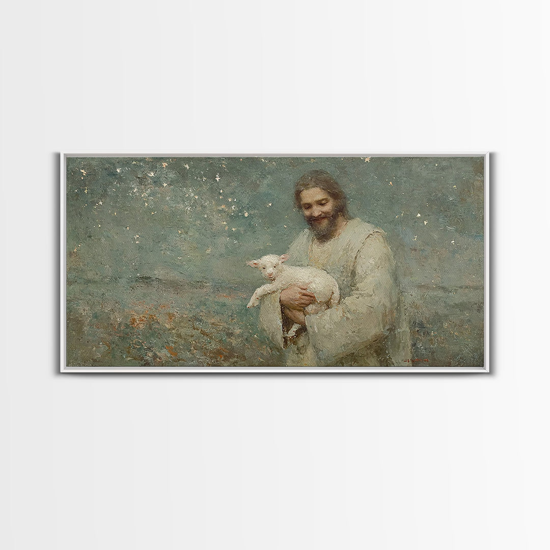 Starry Night Comfort | Framed Canvas Print | Christian Wall Art | Jesus Painting | Christian Art Canvas | Christian Christmas