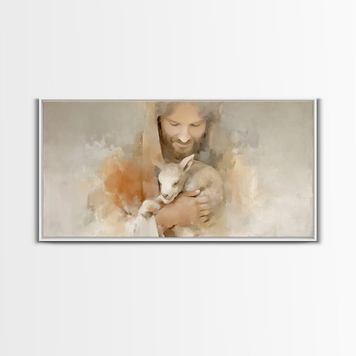 Lamb of Peace – Framed Canvas Print – Christian Art Canvas – Jesus Painting – Christian Wall Art – Christian Christmas Art