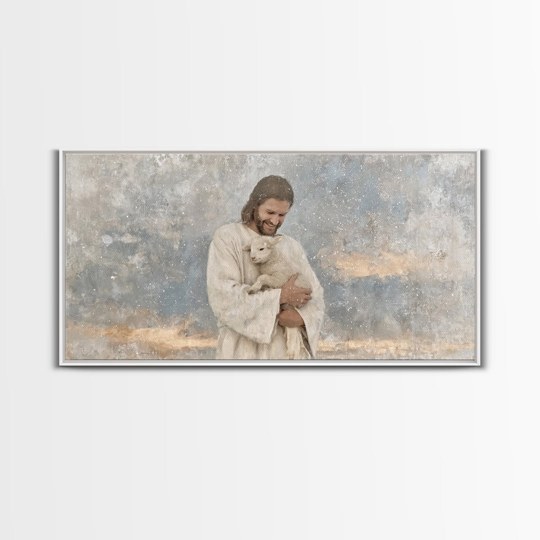 Snowfall Serenity – Framed Canvas Print – Christian Wall Art – Jesus Painting – Christian Art Canvas – Christian Christmas