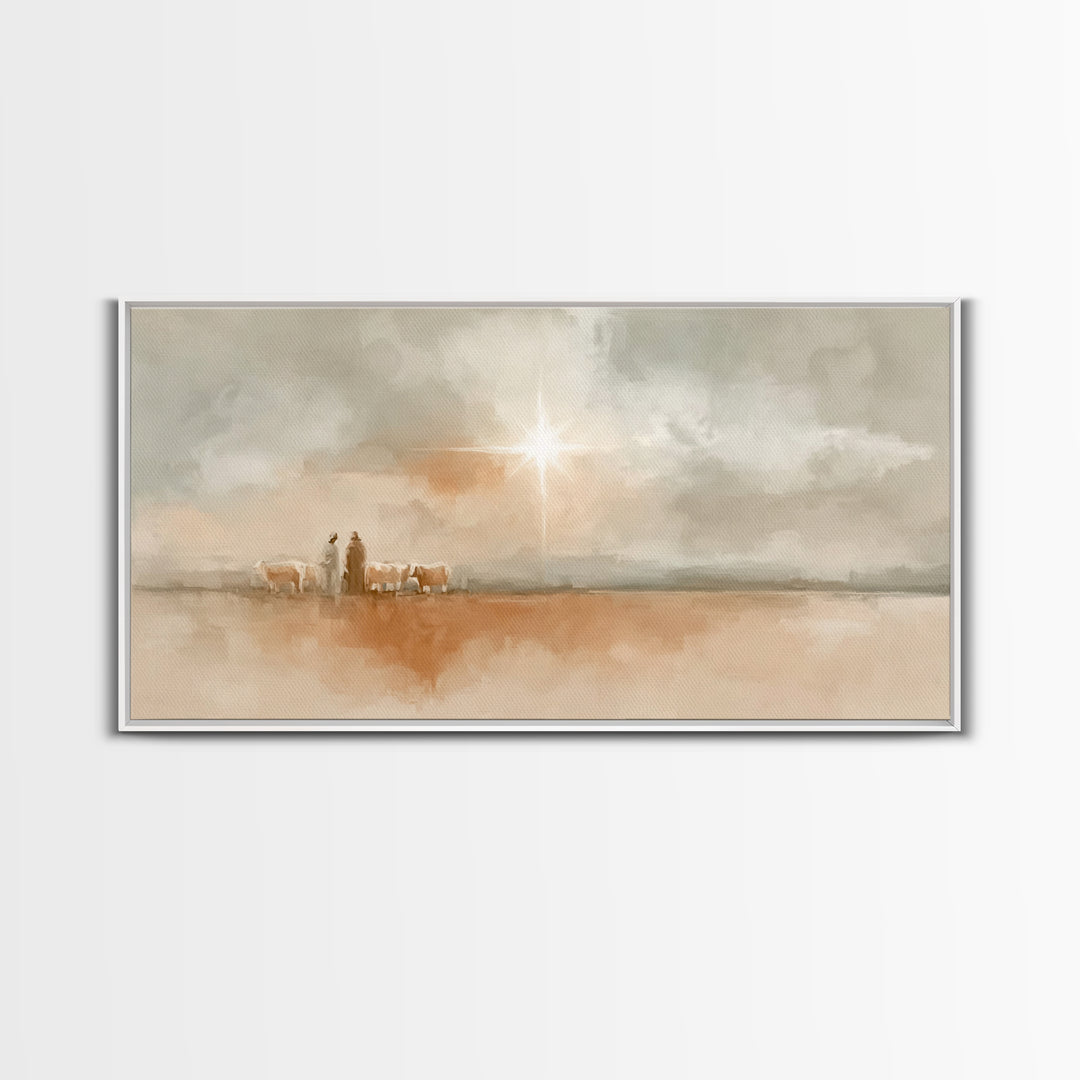 Bethlehem Morning Light, Framed Canvas Print, Christian Wall Art, Christian Art Canvas, Christmas Art, Christian Christmas Decor, Jesus Chr