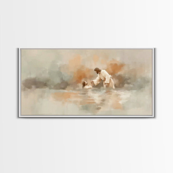 Living Waters Hope, Framed Canvas Print, Christian Wall Art, Christian Art Canvas, Jesus Painting, Christian Christmas Art