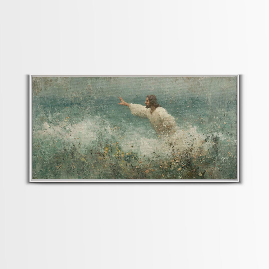 Reaching Light – Framed Canvas Print – Christian Wall Art – Christian Art Print – Jesus Painting – Vintage Christian Art – Christian Home D