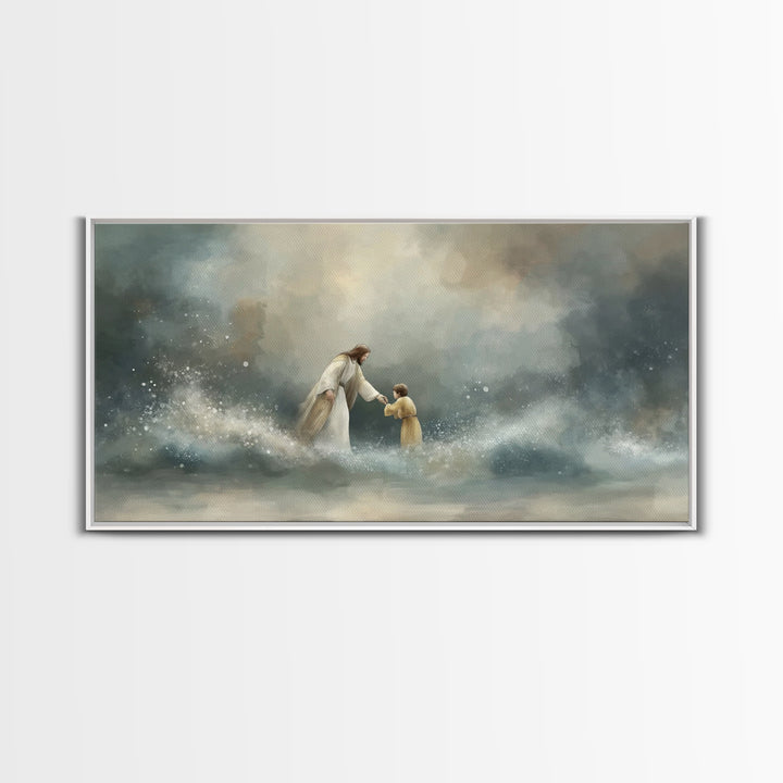 Guiding Calm – Framed Canvas Print – Christian Art Canvas – Christian Wall Art – Jesus Painting – Moody Christian Art – Christian Gift Idea