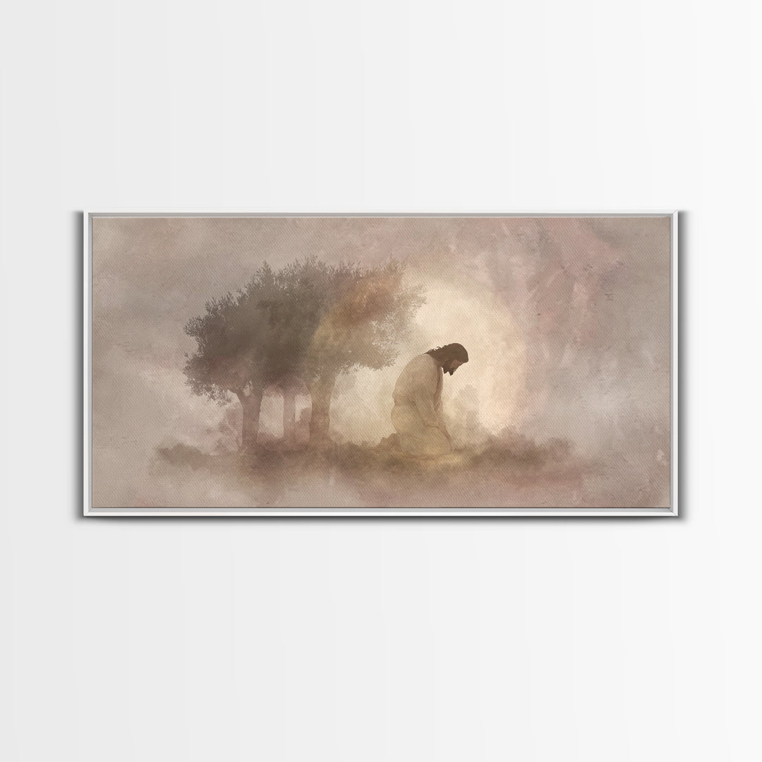 Sacred Stillness – Framed Canvas Print – Modern Christian Art – Christian Wall Art – Jesus Painting – Christian Art Canvas – Christian Gift