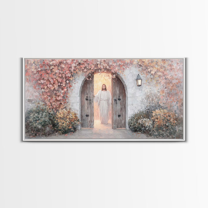 Autumn Gate Light | Framed Canvas Print | Christian Wall Art | Jesus Painting | Christian Art Canvas | Christian Christmas Art | Christian