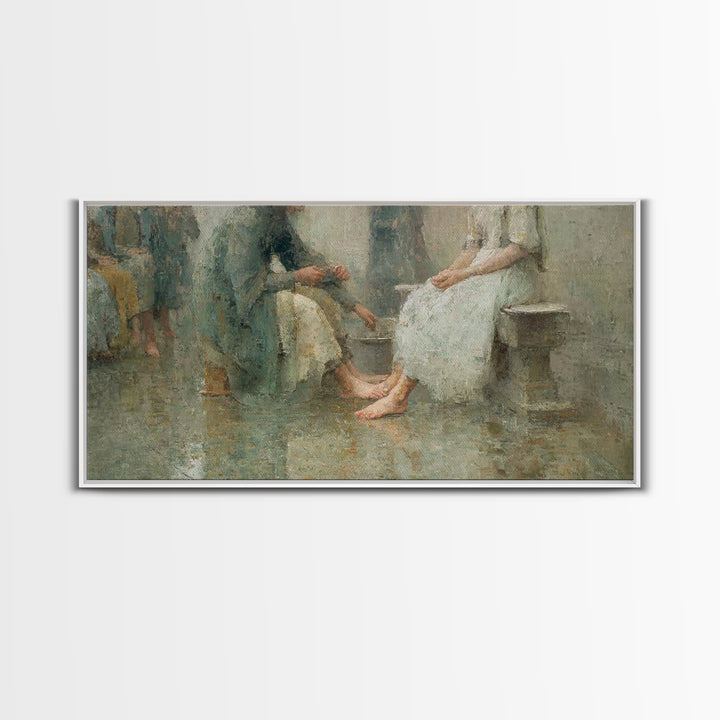 Humble Service, Framed Canvas Print, Christian Wall Art, Christian Art Canvas, Christian Painting, Christian Decor, Subtle Christian Art
