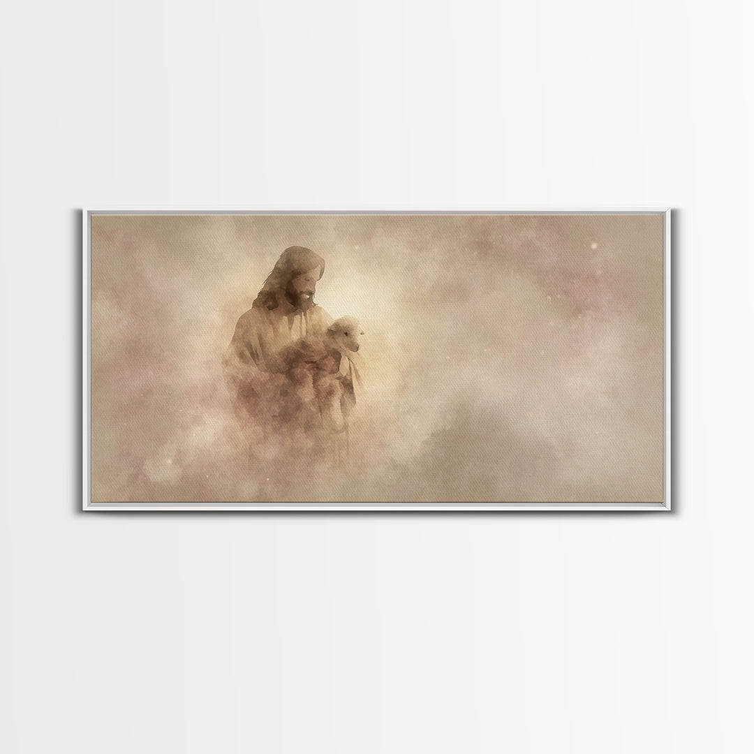 Tender Shepherd Calm | Framed Canvas Print | Christian Art Canvas | Jesus Painting | Modern Christian Art | Christian Wall Art | Christmas