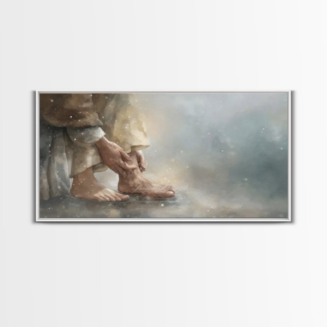 Footsteps Of Love – Framed Canvas Print – Christian Art Canvas – Christian Wall Art – Christian Decor – Modern Christian Painting – Christi