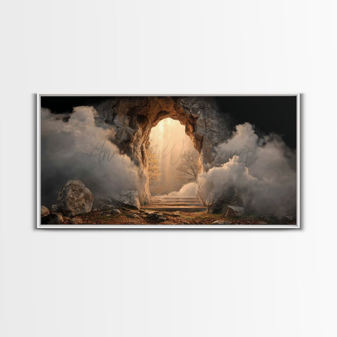 Risen Light, Framed Canvas Print, Christian Wall Art, Christian Art Canvas, Jesus Painting, Christian Christmas Art, Christian Gift
