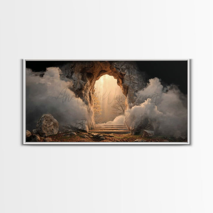 Risen Light, Framed Canvas Print, Christian Wall Art, Christian Art Canvas, Jesus Painting, Christian Christmas Art, Christian Gift