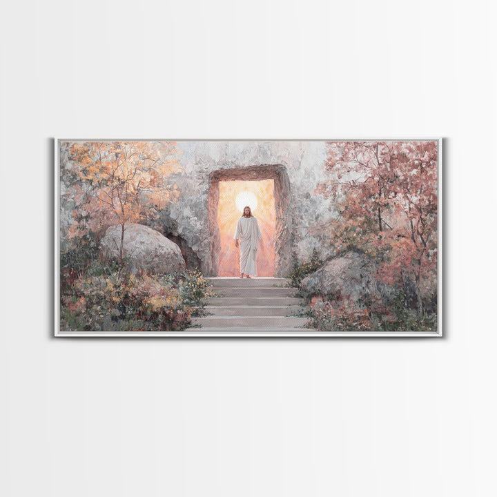 Autumn Resurrection, Framed Canvas Print, Christian Wall Art, Christian Art Canvas, Jesus Painting, Large Christian Art, Christian Christma