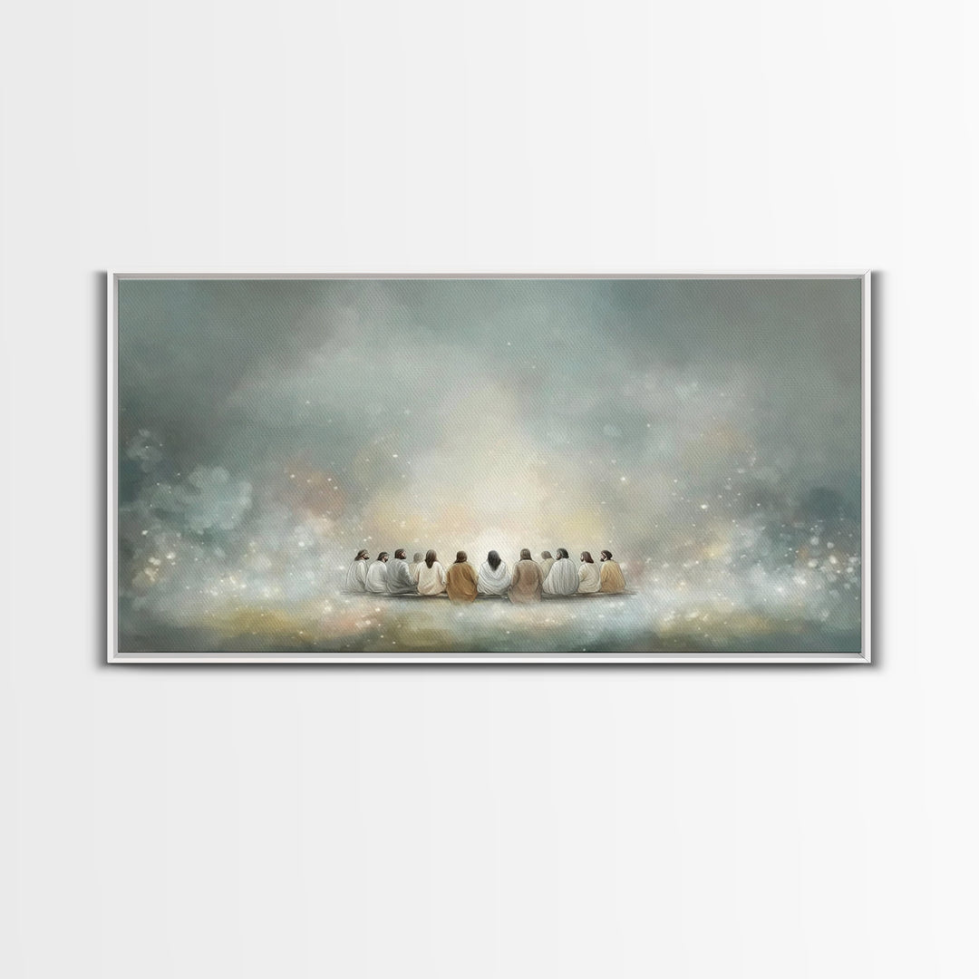 Heavenly Gathering, Framed Canvas Print, Christian Wall Art, Christian Art Canvas, Jesus Painting, Large Christian Art, Christian Gift Idea