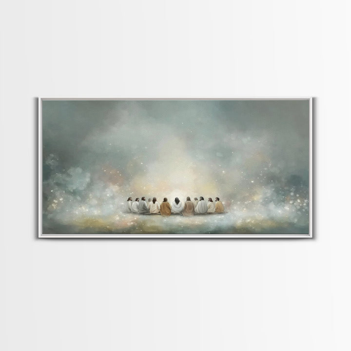 Heavenly Gathering, Framed Canvas Print, Christian Wall Art, Christian Art Canvas, Jesus Painting, Large Christian Art, Christian Gift Idea