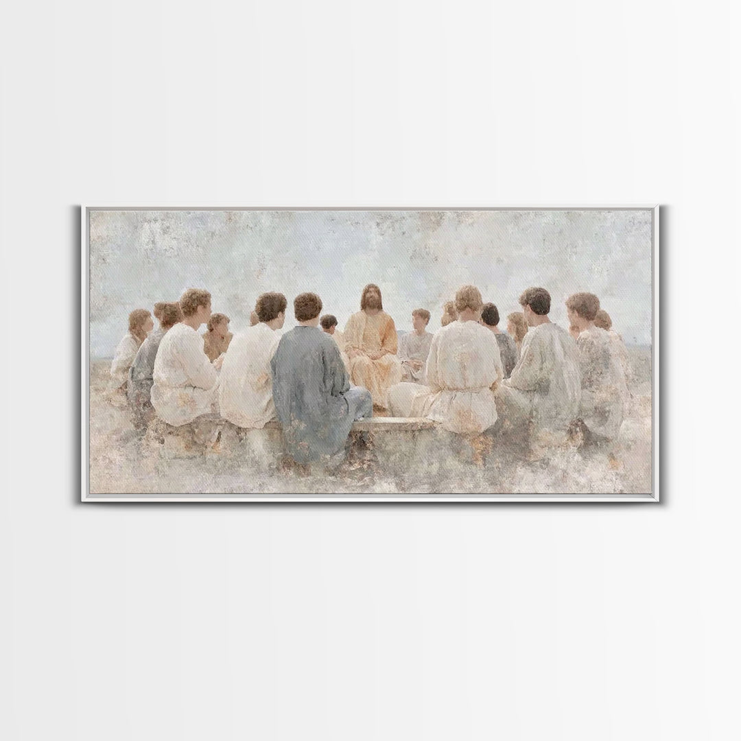 Mountain Sermon – Framed Canvas Print – Christian Art Canvas – Christian Wall Art – Jesus Painting – Christian Gift Ideas – Christian Art