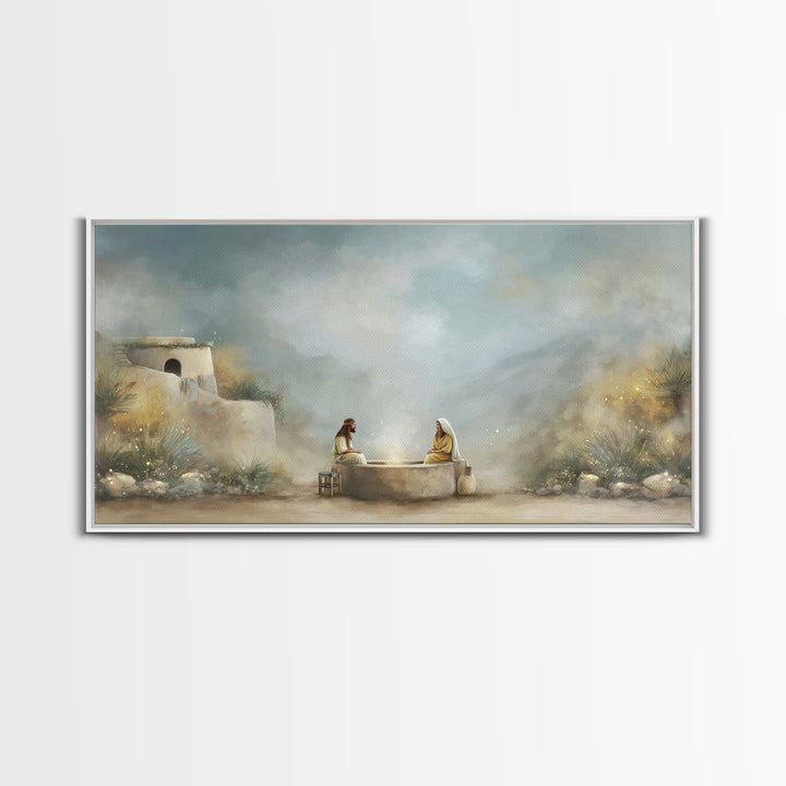Desert Well Light | Framed Canvas Print | Christian Art Canvas | Jesus Painting | Modern Christian Art | Christian Wall Art | Christian Gif