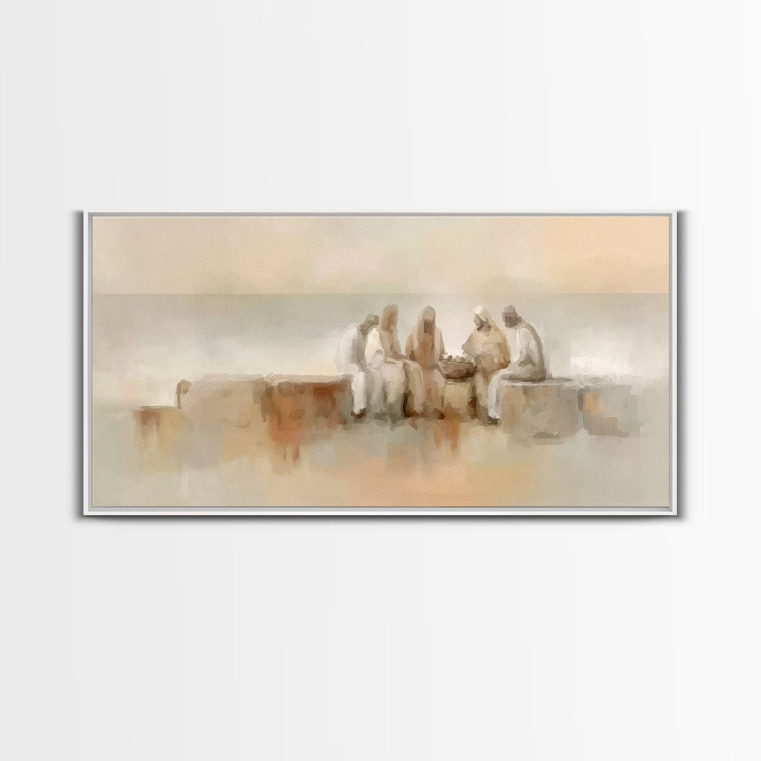 Gathered In Faith | Framed Canvas Print | Christian Art Canvas | Christian Painting | Subtle Christian Art | Christian Wall Art | Christian