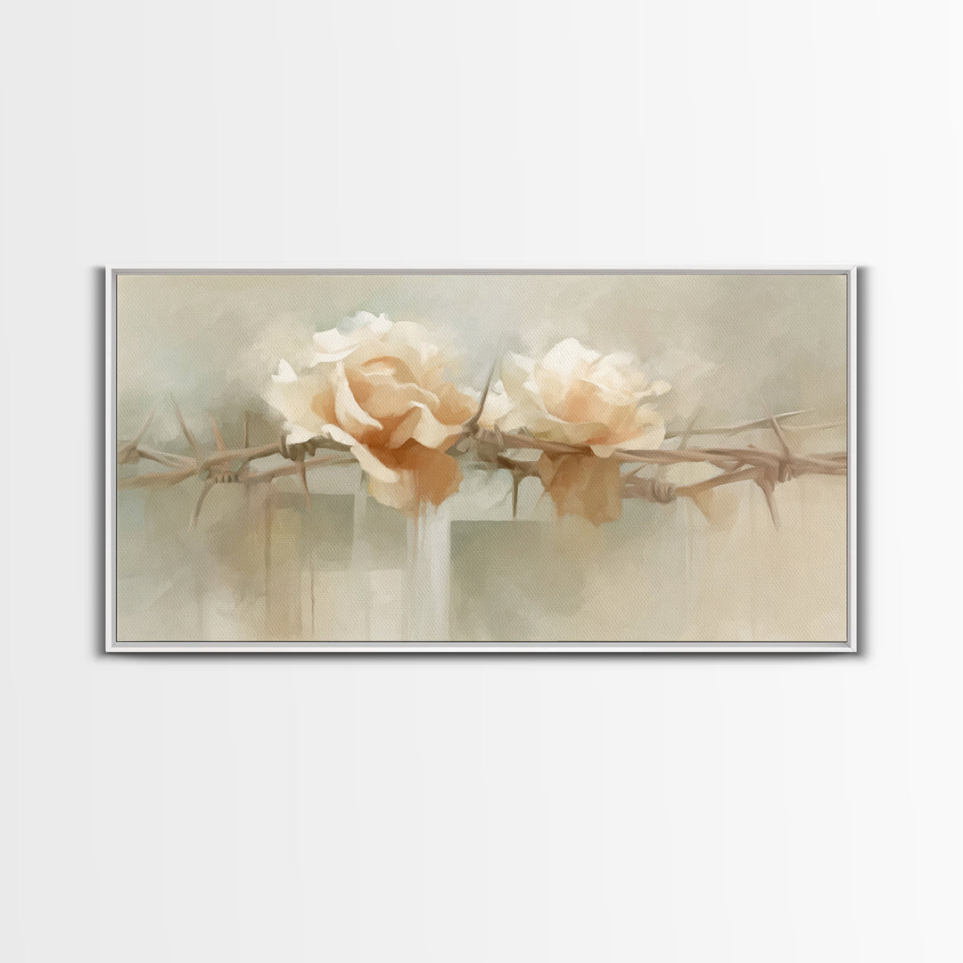 Roses Of Redemption – Framed Canvas Print – Christian Wall Art – Christian Art Canvas – Christian Decor – Christian Painting – Modern Chris