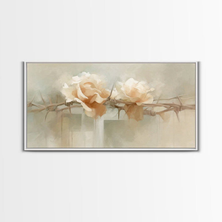 Roses Of Redemption – Framed Canvas Print – Christian Wall Art – Christian Art Canvas – Christian Decor – Christian Painting – Modern Chris