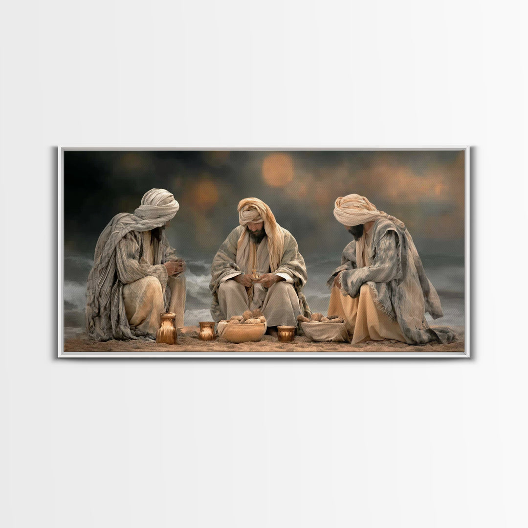 Bread Of Fellowship, Framed Canvas Print, Christian Wall Art, Christian Art Canvas, Moody Christian Art, Jesus Painting, Christian Gift Ide