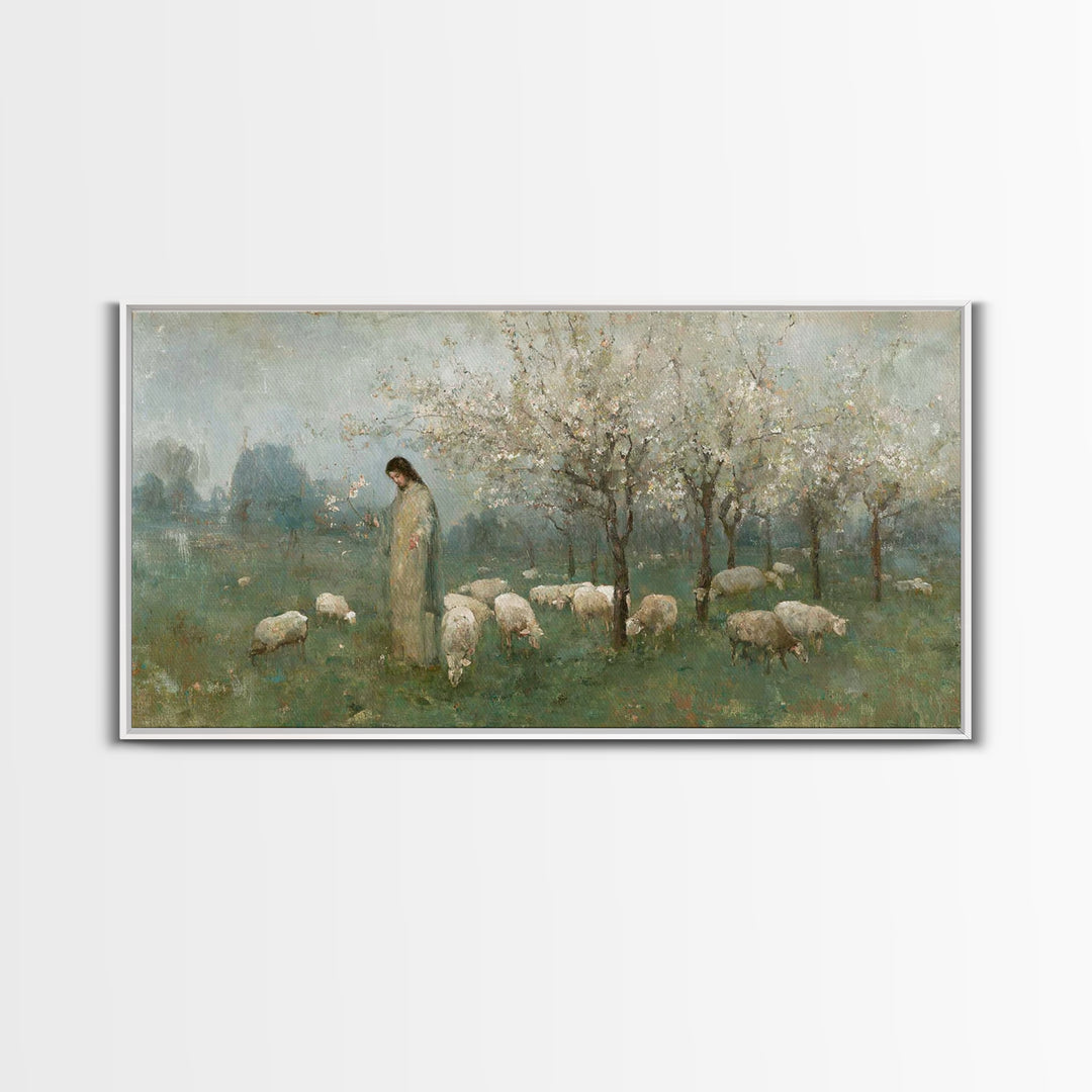 Morning Pasture Blessing – Framed Canvas Print – Christian Wall Art – Jesus Canvas Art – Christian Decoration – Christmas Art – Christian A