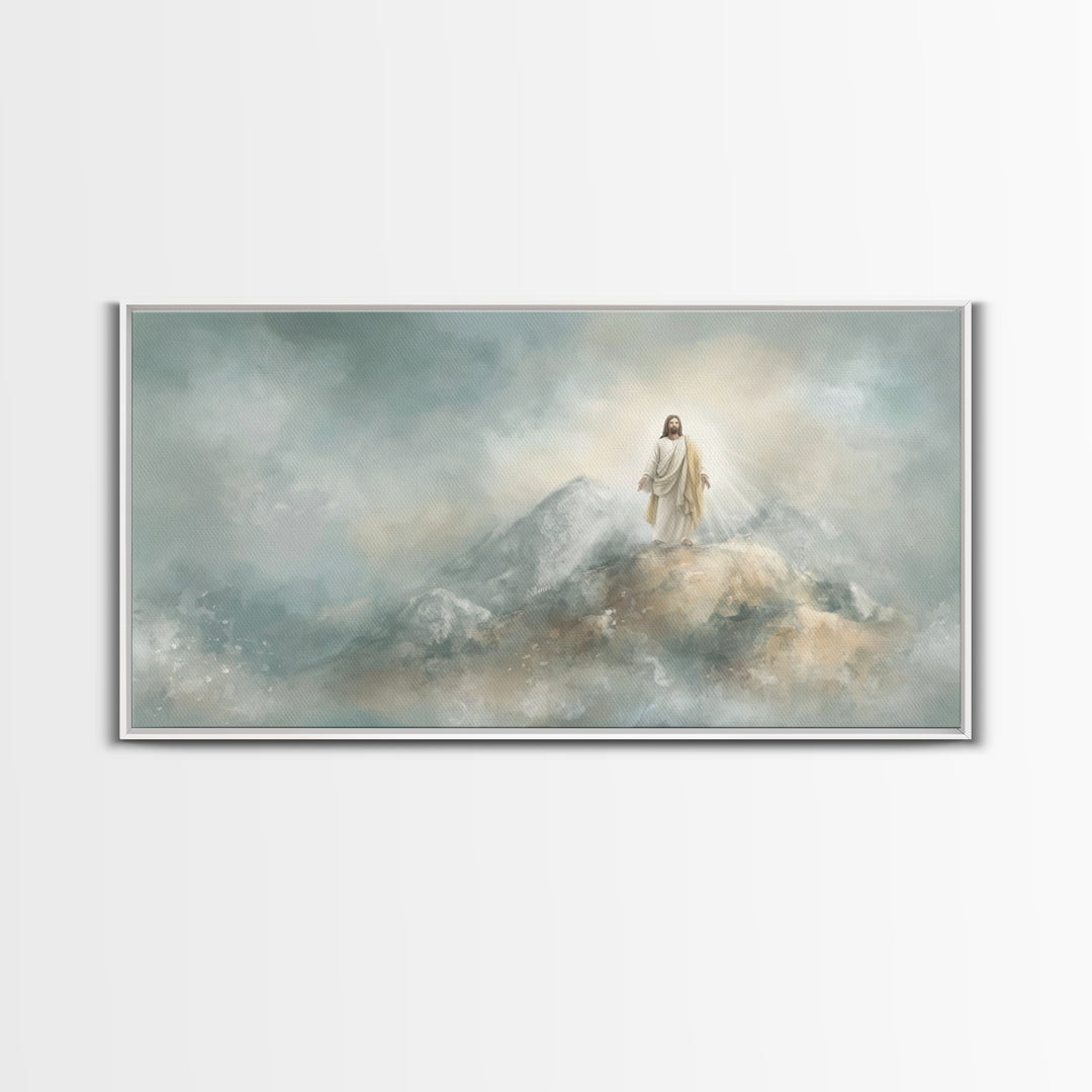Light Upon The Mountain – Framed Canvas Print – Christian Art Print – Jesus Painting – Christian Christmas Art – Modern Christian Art – Chr