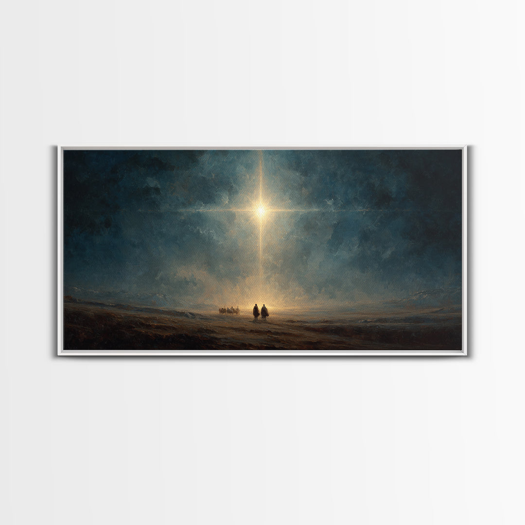 Night Of Glory – Framed Canvas Print – Christian Christmas Art – Christian Wall Art – Christian Art Canvas – Moody Christmas Art – Jesus Pa