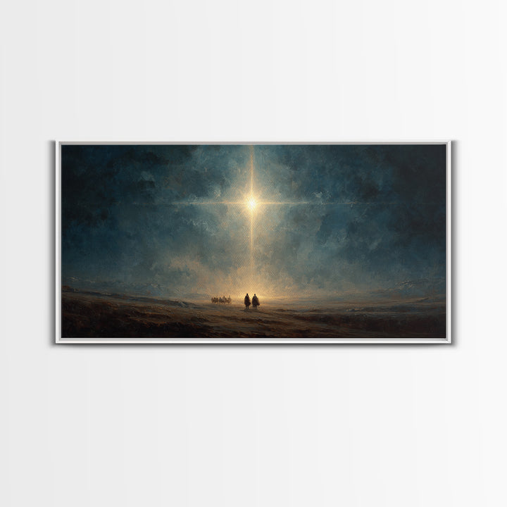 Night Of Glory – Framed Canvas Print – Christian Christmas Art – Christian Wall Art – Christian Art Canvas – Moody Christmas Art – Jesus Pa
