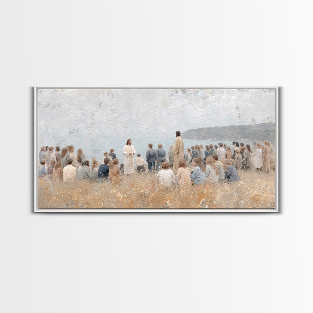Shore Of Promise – Framed Canvas Print – Jesus Painting – Christian Wall Art – Christian Art Canvas – Minimalist Christian Art – Christian