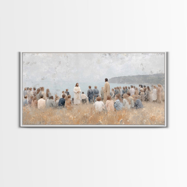 Shore Of Promise – Framed Canvas Print – Jesus Painting – Christian Wall Art – Christian Art Canvas – Minimalist Christian Art – Christian