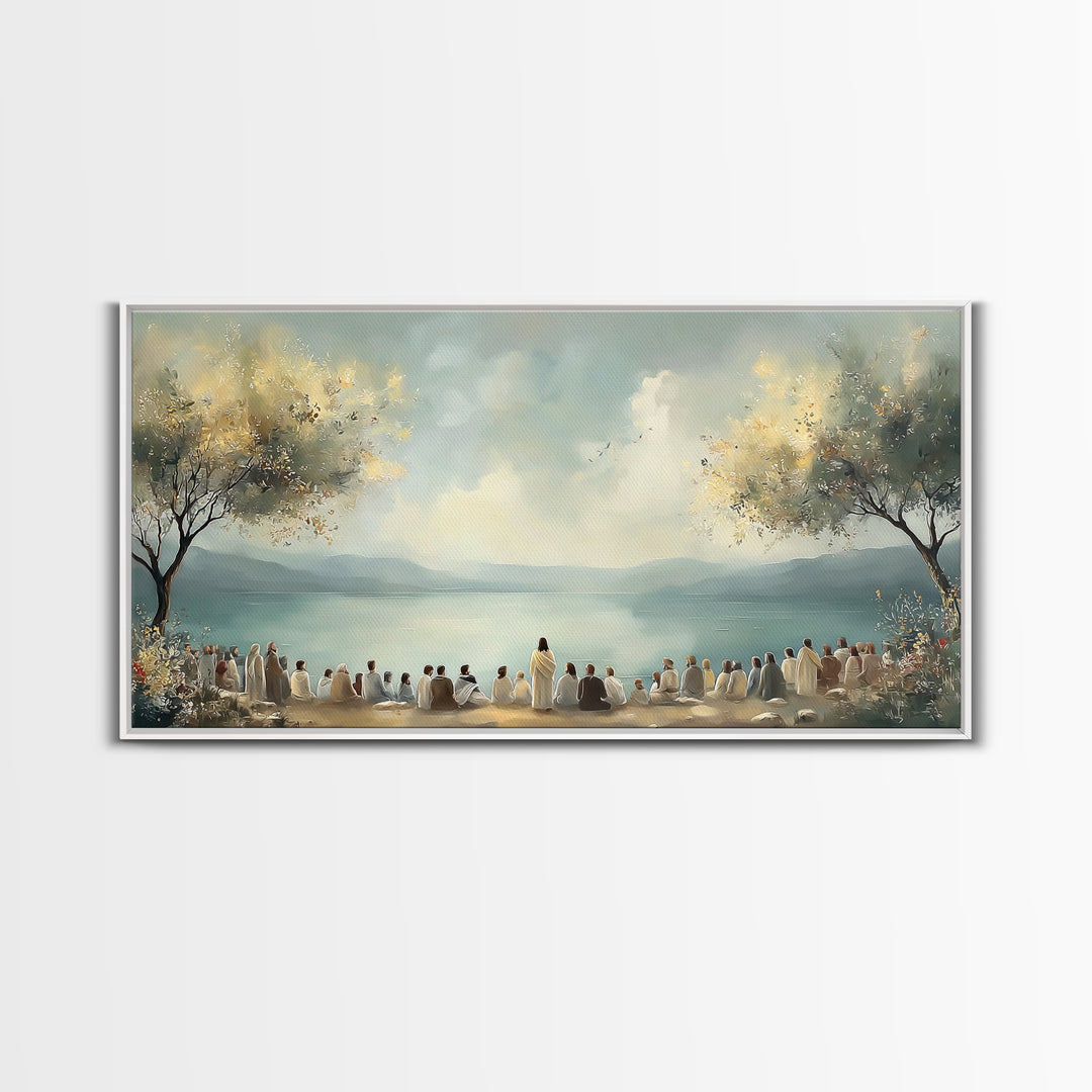 Peaceful Gathering – Framed Canvas Print – Christian Art Canvas – Christian Wall Art – Jesus Painting – Christian Art Print – Christian Chr