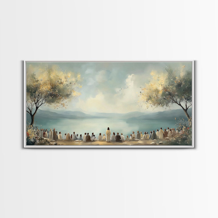 Peaceful Gathering – Framed Canvas Print – Christian Art Canvas – Christian Wall Art – Jesus Painting – Christian Art Print – Christian Chr