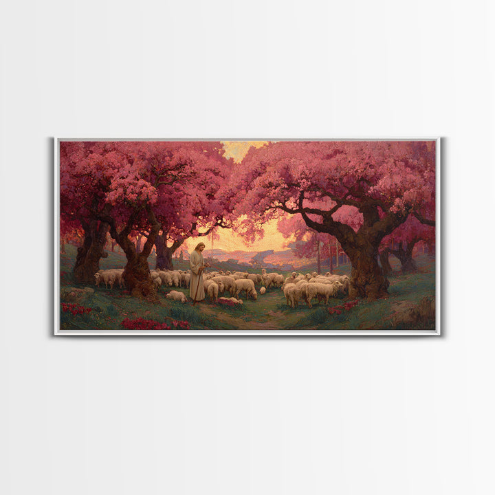 Shepherd’s Promise – Framed Canvas Print – Christian Art Canvas – Christian Wall Art – Large Jesus Painting – Christian Painting – Christia