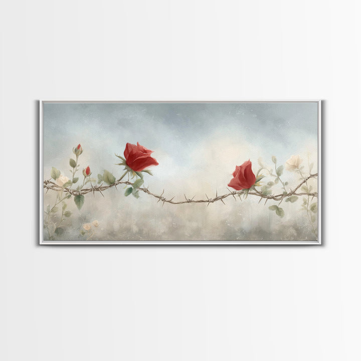 Roses Of Mercy | Framed Canvas Print | Christian Wall Art | Christian Art Canvas | Subtle Christian Art | Modern Christian Art | Christian