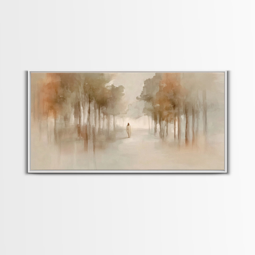 Quiet Footsteps – Framed Canvas Print – Christian Art Print – Christian Wall Art – Minimalist Christian Art – Jesus Painting – Christian Ar