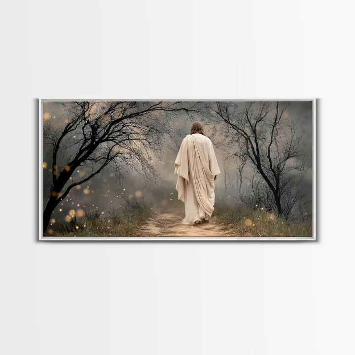 The Misty Path - Framed Canvas Print - Christian Wall Art - Christian Art Canvas - Jesus Painting - Christian Christmas Art