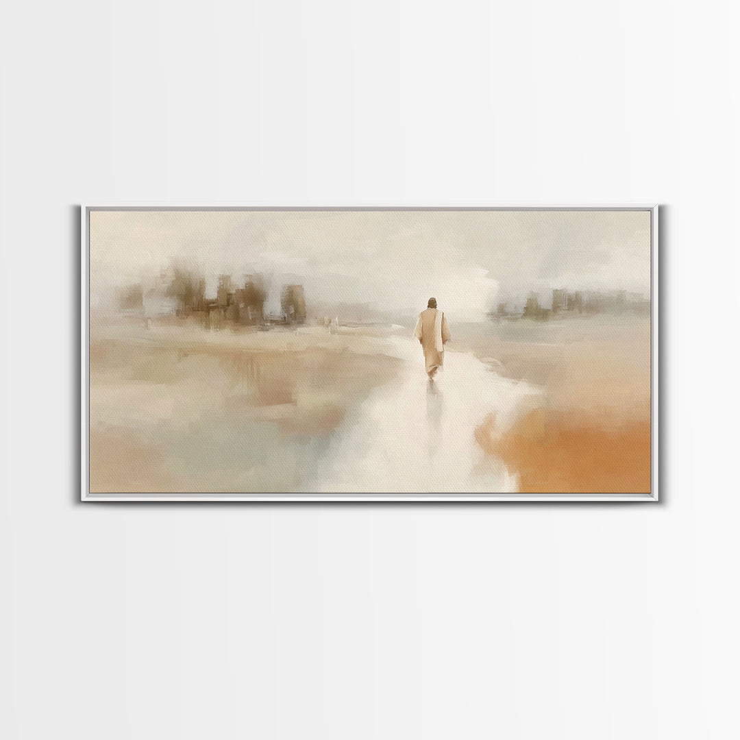 Silent Dawn Journey – Framed Canvas Print – Christian Art Canvas – Christian Wall Art – Jesus Painting – Christian Gift