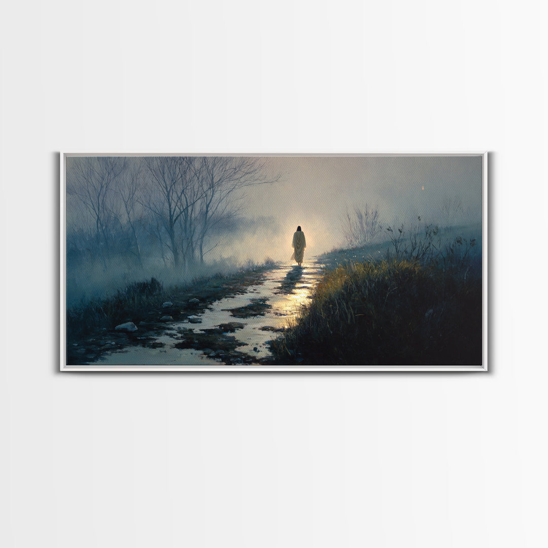 Winter’s Gentle Way, Framed Canvas Print, Christian Art Canvas, Christian Wall Art, Jesus Painting, Christian Art Gift